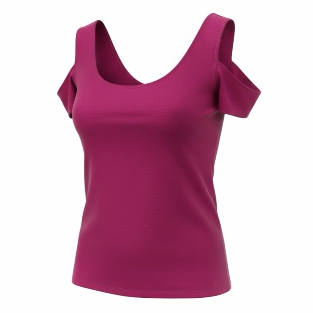 Express Hot Pink Scoop Neck Short Sleeve Cold Shoulder Top Size Small